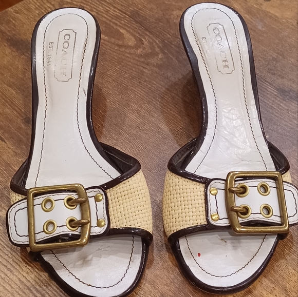 Coach Kattie woven mules kitty heel slip on - Picture 2 of 3